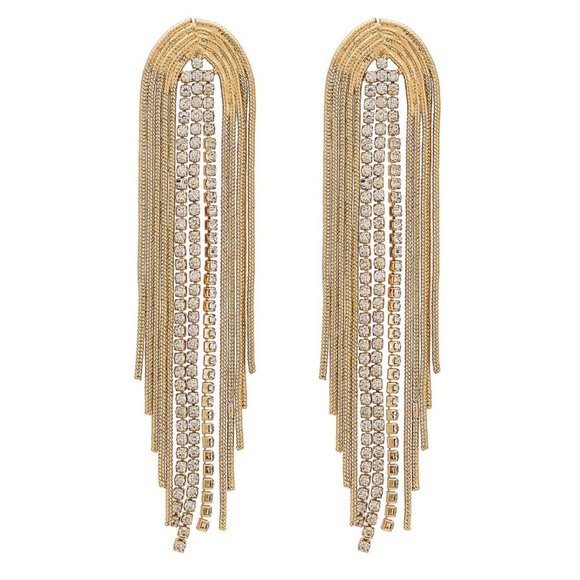SHASHI Jewelry - Shashi Rhinestone Fringe Dangle Kairi Earrings